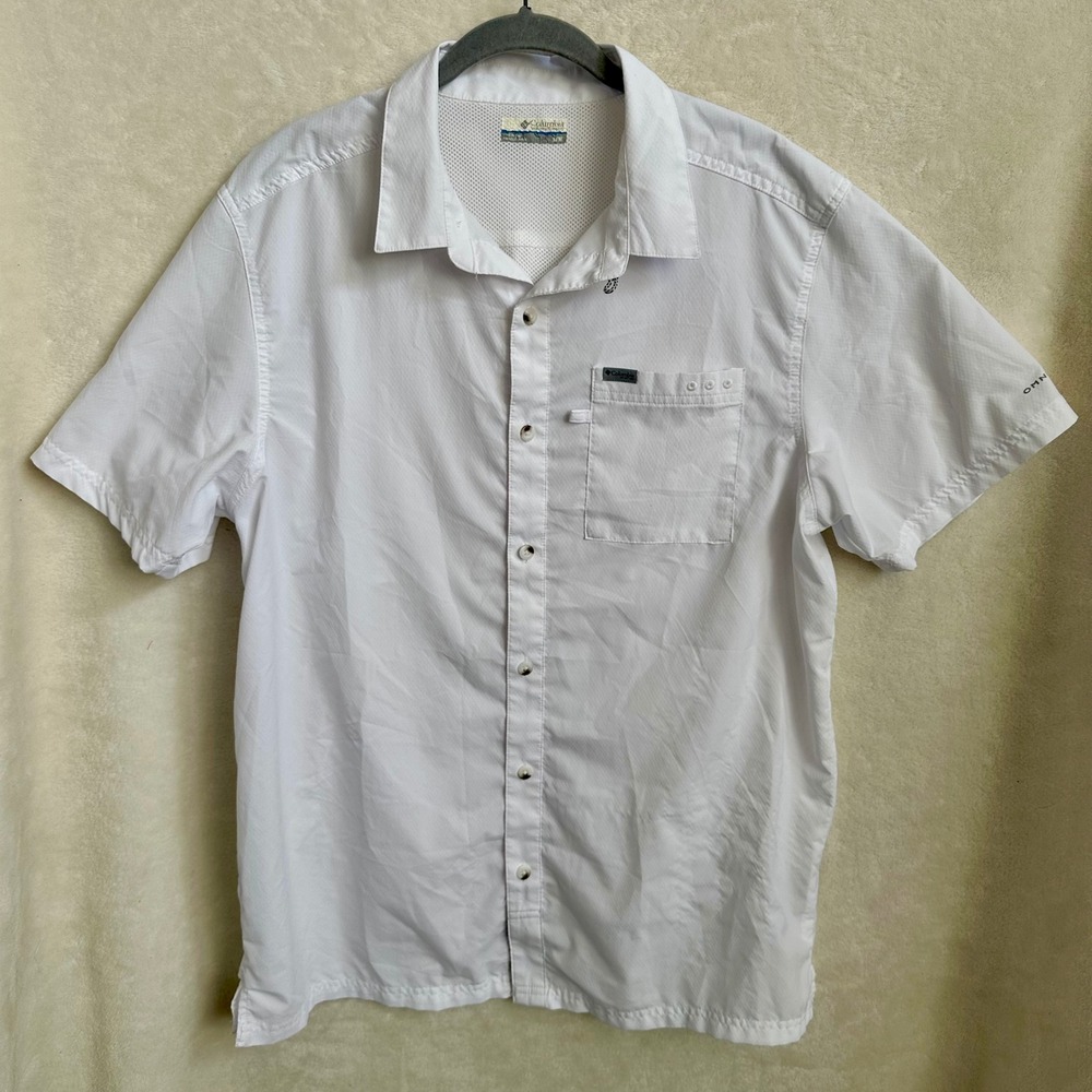 Columbia PFG Omni-Shade‎ Performance Fishing Shirt Short Sleeve White M